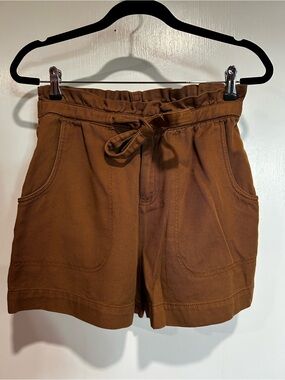 Old Navy High-Waist Paperbag Tie Shorts — Brown